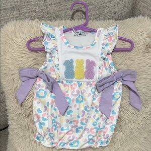 Pastel Bunny Baby Romper with Bows